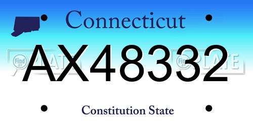 AX48332 Connecticut License Plate
