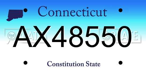 AX48550 Connecticut License Plate