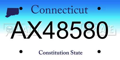 AX48580 Connecticut License Plate