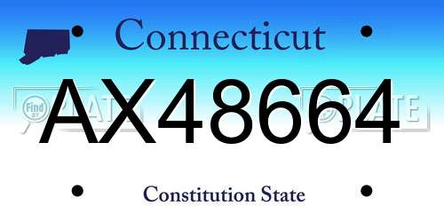 AX48664 Connecticut License Plate