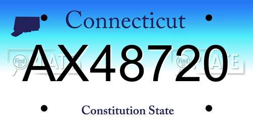 AX48720 Connecticut License Plate