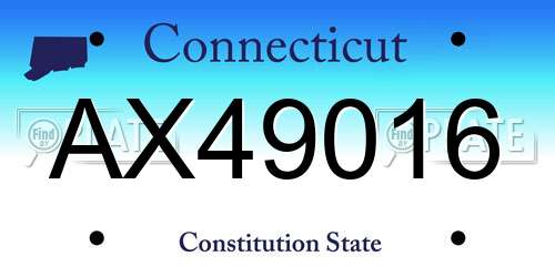 AX49016 Connecticut License Plate