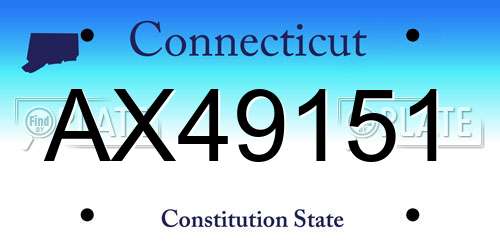 AX49151 Connecticut License Plate