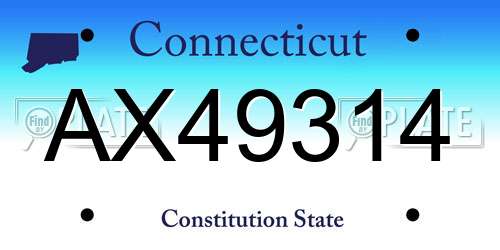 AX49314 Connecticut License Plate