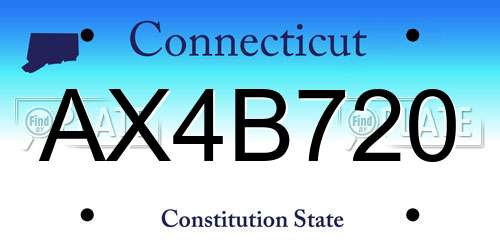 AX4B720 Connecticut License Plate
