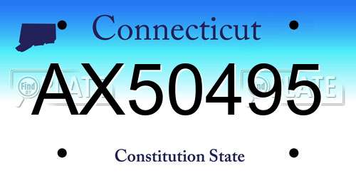 AX50495 Connecticut License Plate