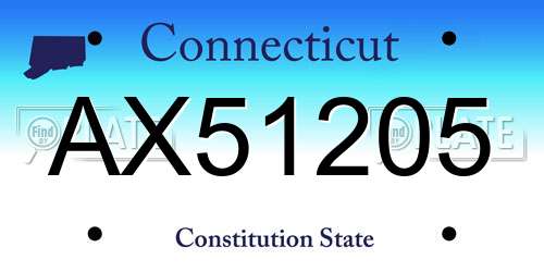 AX51205 Connecticut License Plate