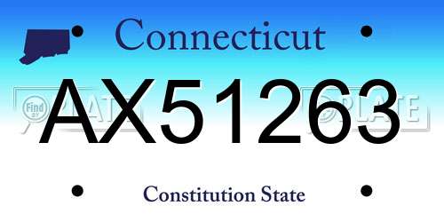 AX51263 Connecticut License Plate