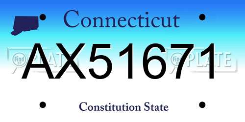 AX51671 Connecticut License Plate