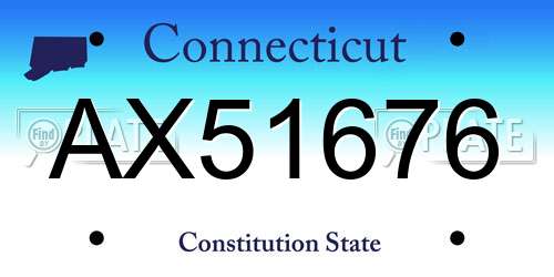 AX51676 Connecticut License Plate