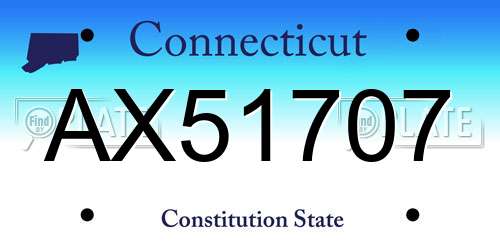 AX51707 Connecticut License Plate