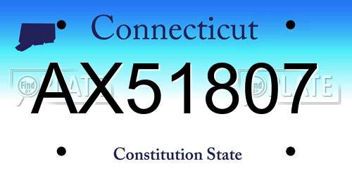 AX51807 Connecticut License Plate