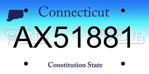 AX51881 Connecticut License Plate
