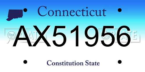 AX51956 Connecticut License Plate