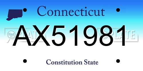 AX51981 Connecticut License Plate