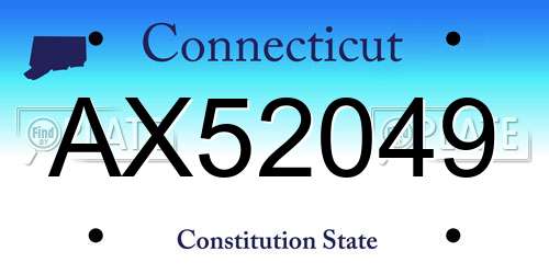 AX52049 Connecticut License Plate