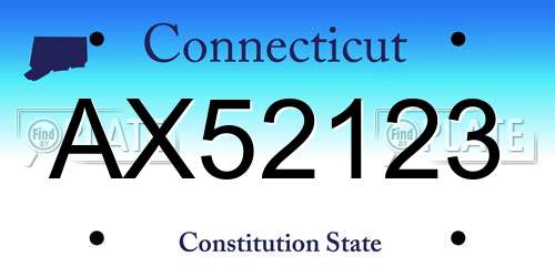 AX52123 Connecticut License Plate