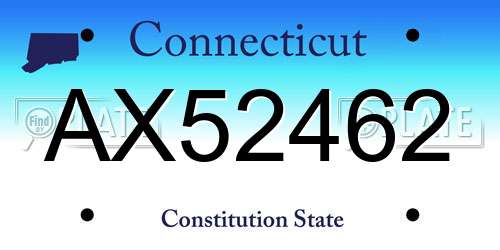 AX52462 Connecticut License Plate