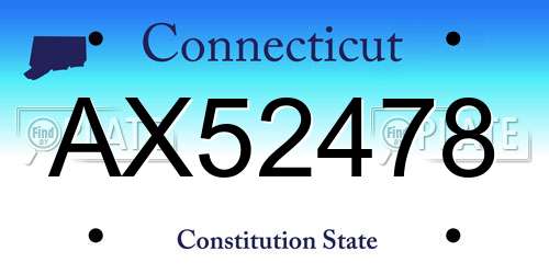 AX52478 Connecticut License Plate