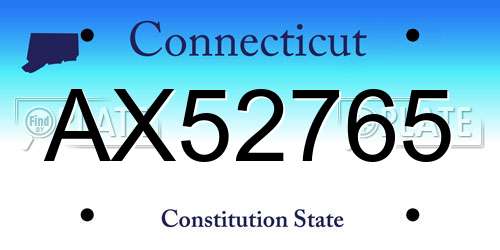 AX52765 Connecticut License Plate