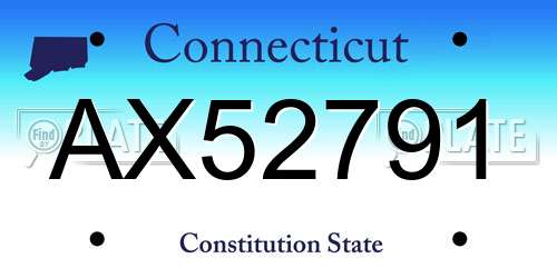 AX52791 Connecticut License Plate