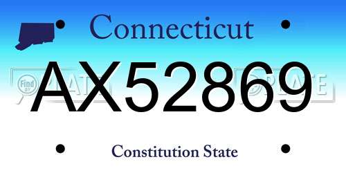 AX52869 Connecticut License Plate