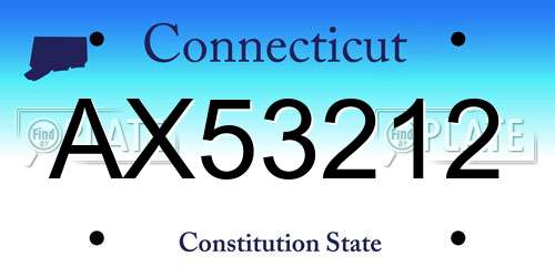AX53212 Connecticut License Plate