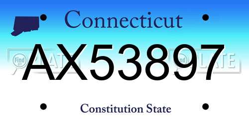 AX53897 Connecticut License Plate