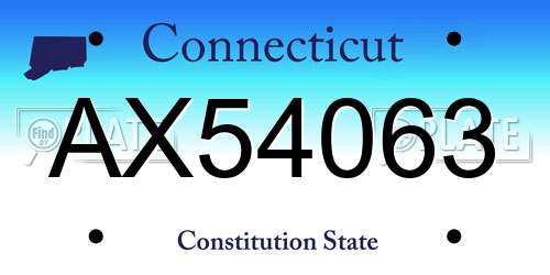 AX54063 Connecticut License Plate