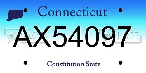 AX54097 Connecticut License Plate