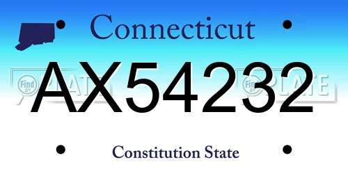 AX54232 Connecticut License Plate