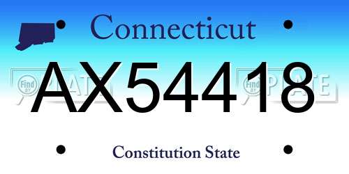 AX54418 Connecticut License Plate