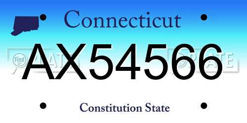 AX54566 Connecticut License Plate