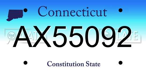 AX55092 Connecticut License Plate