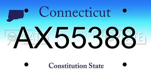 AX55388 Connecticut License Plate