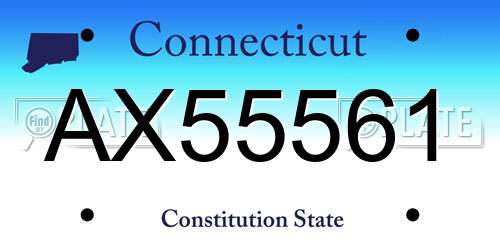 AX55561 Connecticut License Plate