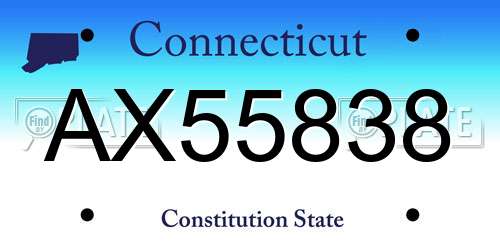 AX55838 Connecticut License Plate