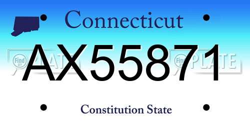 AX55871 Connecticut License Plate