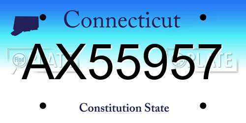 AX55957 Connecticut License Plate
