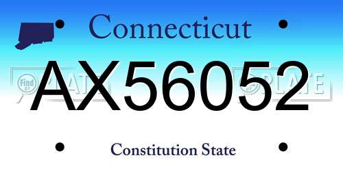 AX56052 Connecticut License Plate