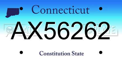 AX56262 Connecticut License Plate
