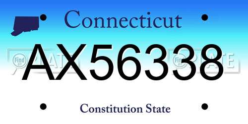AX56338 Connecticut License Plate