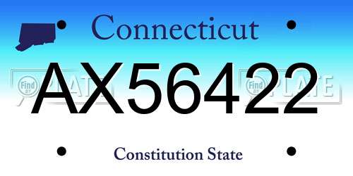 AX56422 Connecticut License Plate