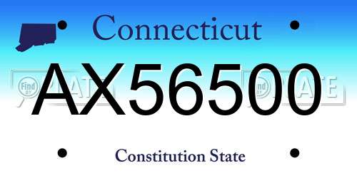 AX56500 Connecticut License Plate