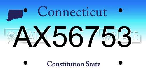 AX56753 Connecticut License Plate