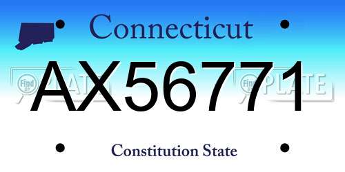 AX56771 Connecticut License Plate