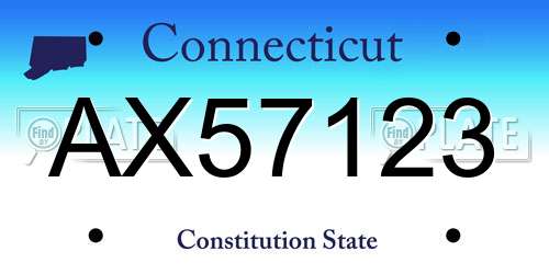AX57123 Connecticut License Plate