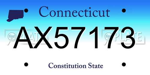 AX57173 Connecticut License Plate