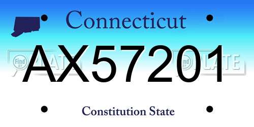 AX57201 Connecticut License Plate