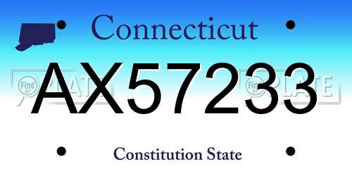 AX57233 Connecticut License Plate